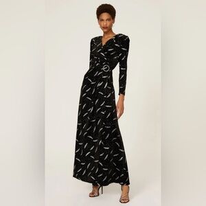 Carina Velvet Gown - Elegant Black and White Patterned Dress
